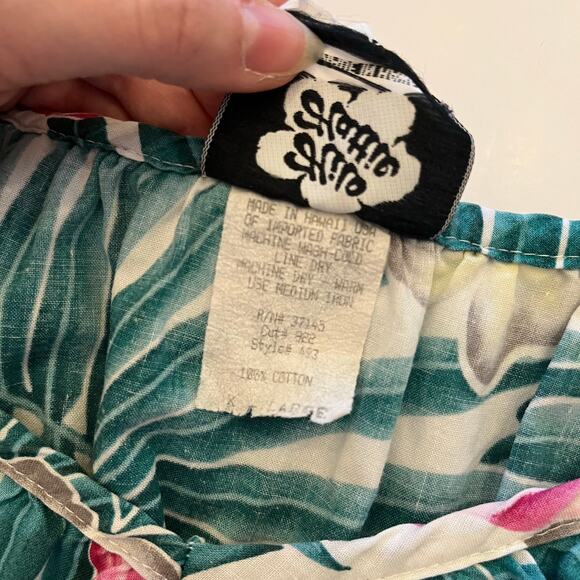 Vintage Hilo Hattie Tropical Print Dress XL Hawaii Palm Leaf Floral Muumuu Midi - Picture 9 of 11